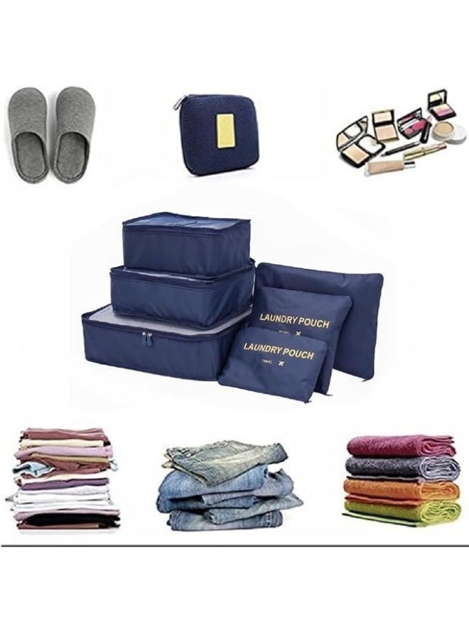 TRAVEL 6pcs Lightweight Packing Cubes – Convenient and Organized Luggage Solution for Clothes, Shoes & Toiletries-dark blue - Image 4